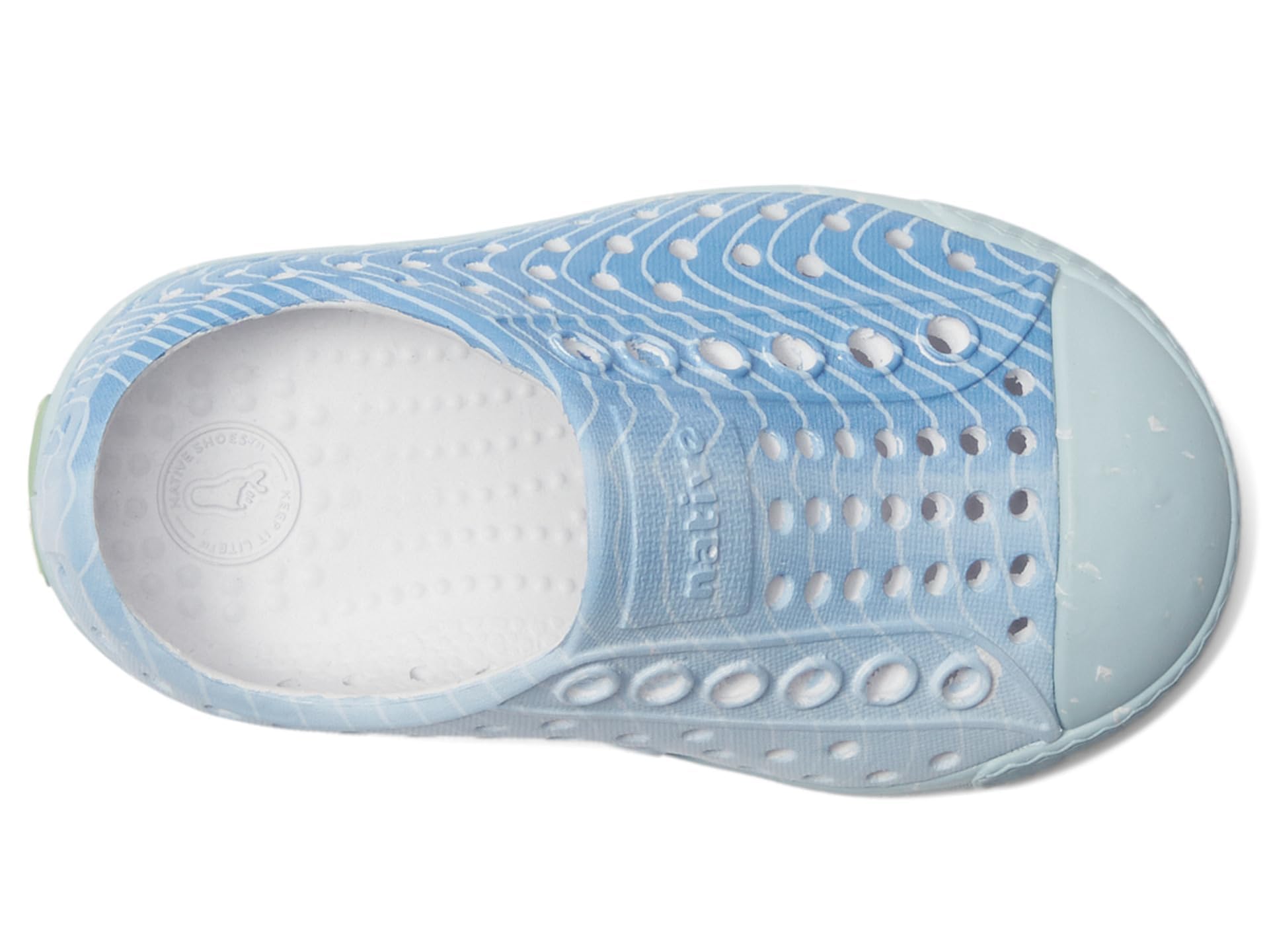 Native Shoes Kids Jefferson Bloom Print (Toddler) - Shoes for Kids - Synthetic Outsole - Round Toe Shape Shell White/Air Blue/New Shibori 4 Toddler M