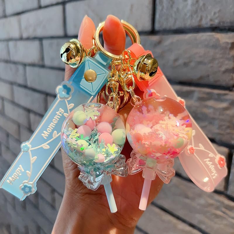 HSYHERE Girls Women Creative Beautiful Floating Candy Lollipop shaple Bottle Keychain Keyrings Key Ring - Image 5