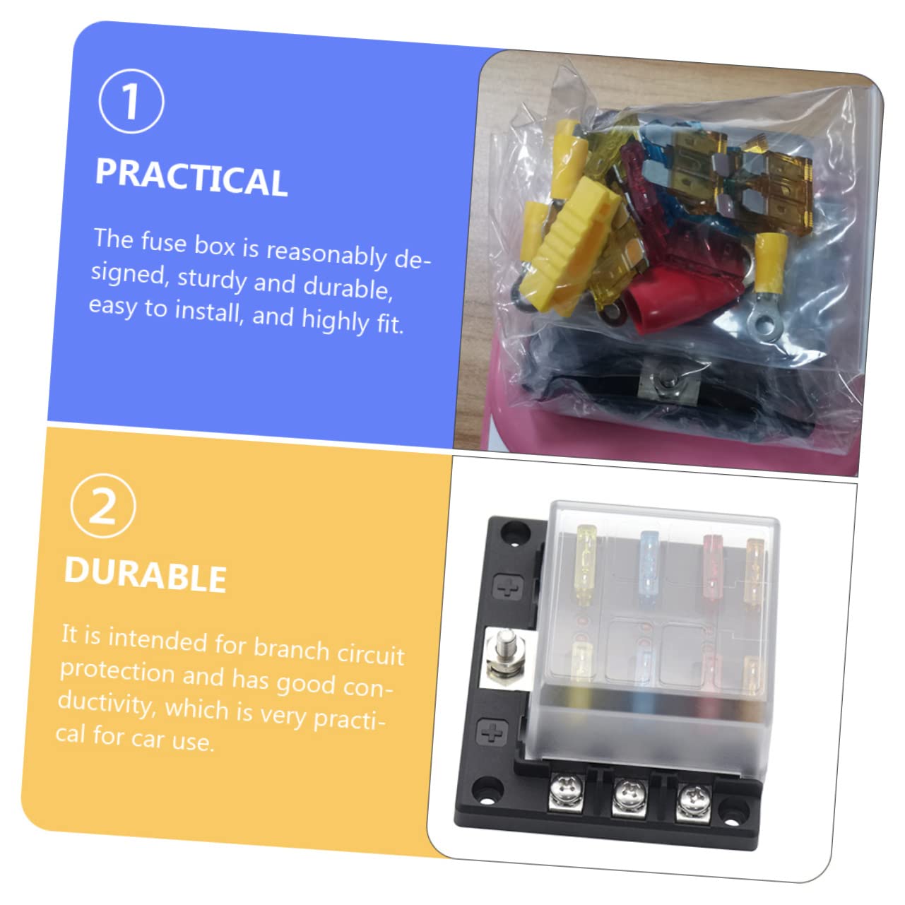 PRETYZOOM 1Set Way Fuse Box Terminal Distribution Block Fuse Block for Rv Truck and Boat with LED Indicator for Monitoring and Replacement