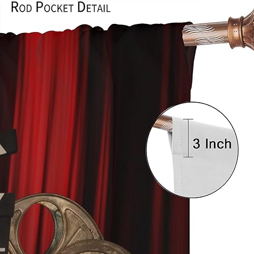 Miniatura 150 de Cortinas opacas para cine en casa, diseño retro moderno, tiras de película de palomitas de maíz para cámara de película, bolsillo para barra,