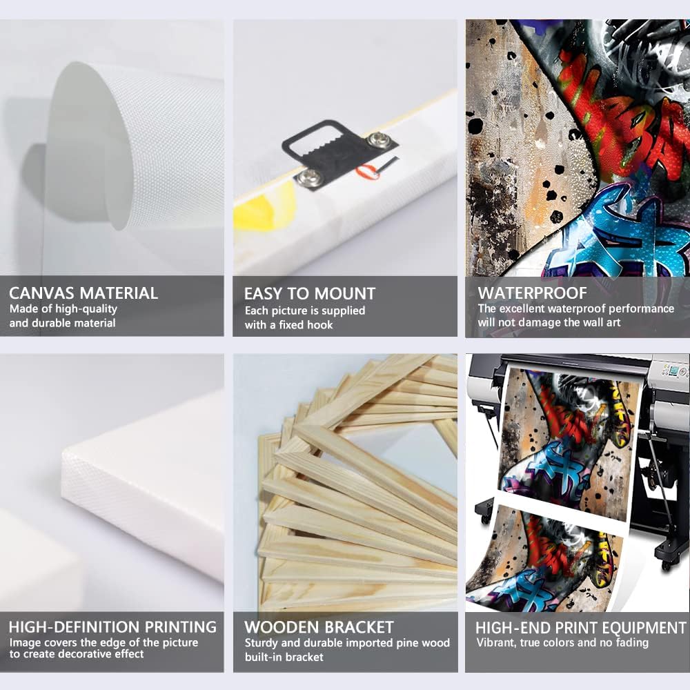 Novatique Sexy Nude Wall Art Sexy Graffiti Canvas Wall Art Nude Woman Posters Naked Girl Picture Print Artwork Home Decor for Bedroom Bathroom, 20" x 28" x 3Pcs