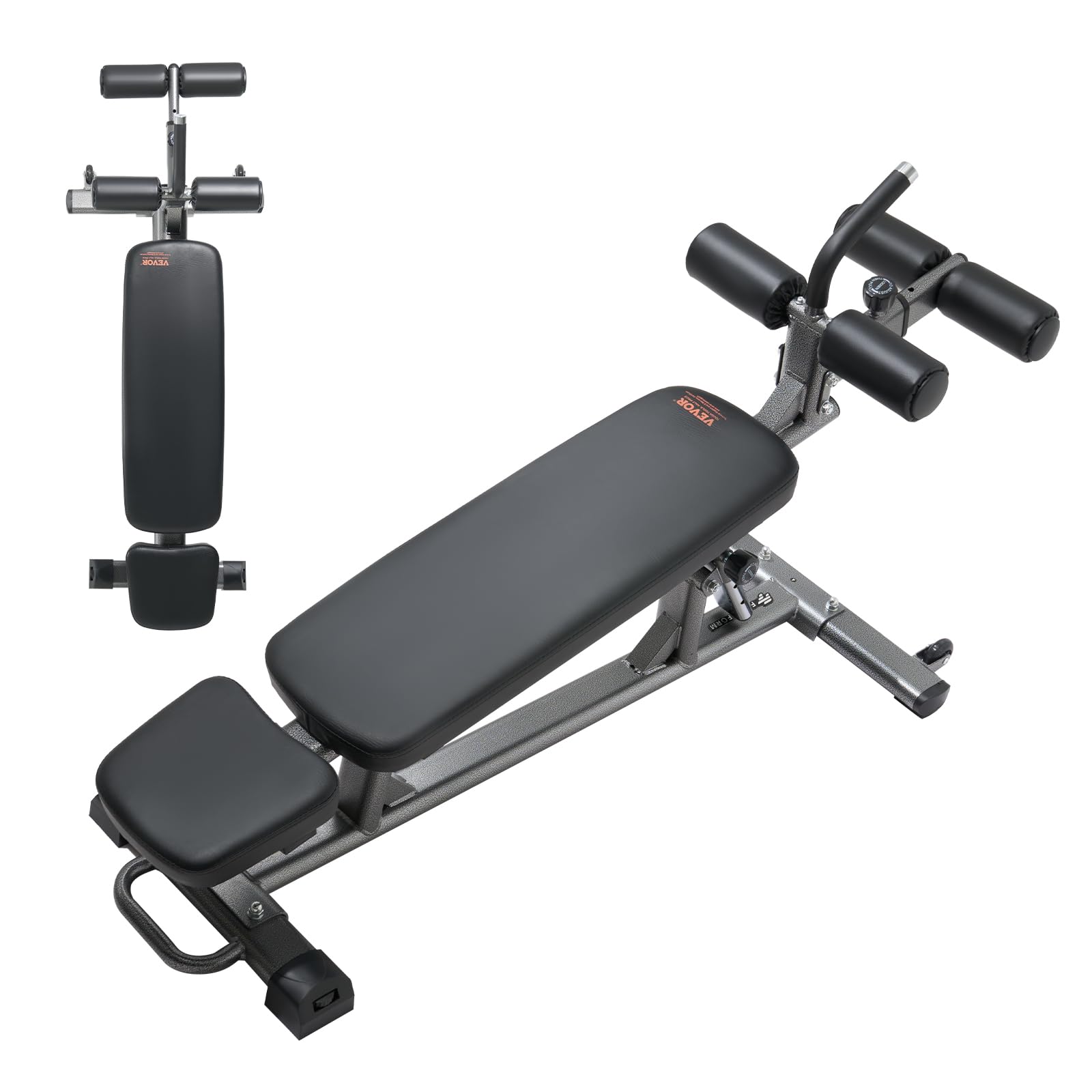 VEVOR Panca per addominali Decline con manico reverse crunch e regolazione dell'altezza regolabile, in acciaio resistente, capacità di 500/600/453,6 kg, per allenamenti in palestra a casa, allenamento