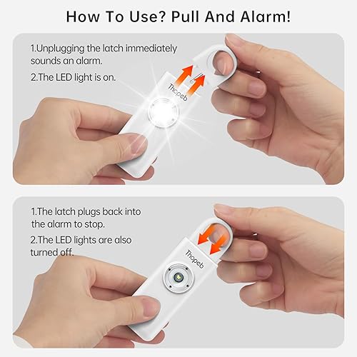 Miniatura 2 de Autodefensa original para mujeres, alarma personal para mujeres, recomendada por la policía, llavero de color blanco con luz estroboscópica LED de