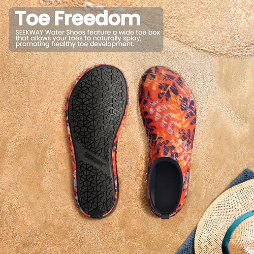 Image of SEEKWAY Water Shoes Women Men Adult Quick-Dry Aqua Socks Barefoot Non Slip for Beach Swim River Pool Lake surf Black SK002(U)