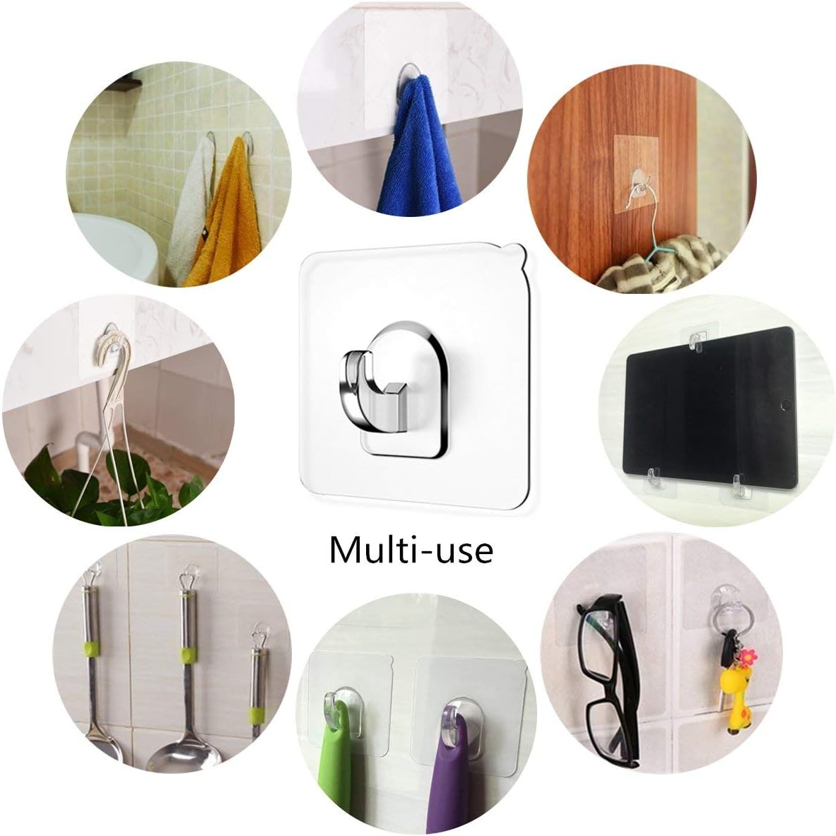 ❤ Crazy Deals Ninth Five Wall Hooks(13.2lb), Self Adhesive Hooks, Clear Plastic Reusable Heavy Duty Hook for Kitchen Bathroom Office, No Trace No Scratch(18 Pack)