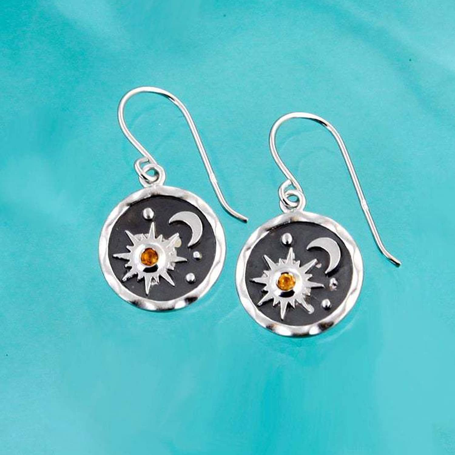 KaFu Retro Boho Sun and Moon Drop Dangle Earrings Unique lightweight Handmade Antiqued goldsilver Round coin Earrings for Women Girls Jewelry - Image 5