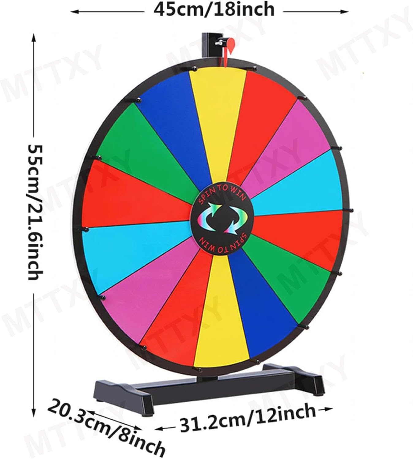 18Inch Spinning Prize Wheel - 14 Slots Color Tabletop Roulette Wheel of Fortune - Spin The Wheel with Dry Erase Marker and Eraser Win - Spinner Wheel Game for Carnival and Trade Show