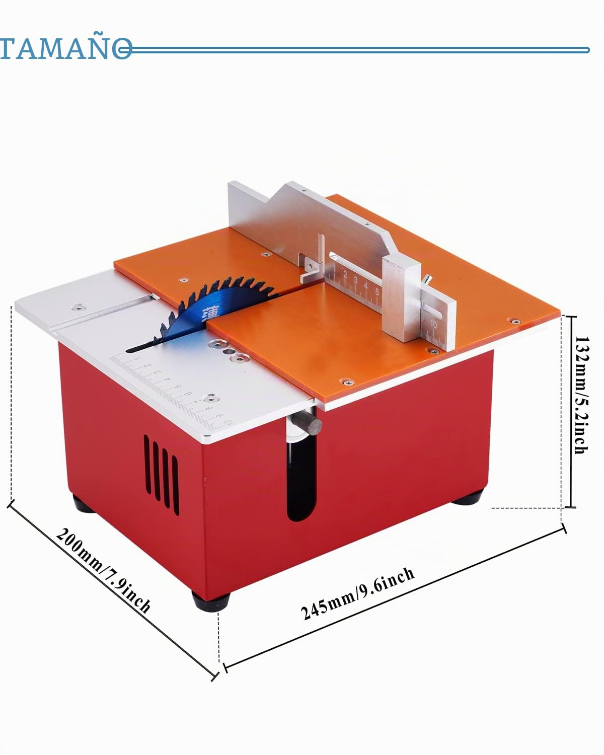MXBAOHENG T60 Sierra de Mesa Portátil 360W Mini Sierra de Circular Mesa con mesa deslizante, Altura de la hoja de sierra ajustable de 0-30 mm para carpintería para corte de madera/metal/plástico