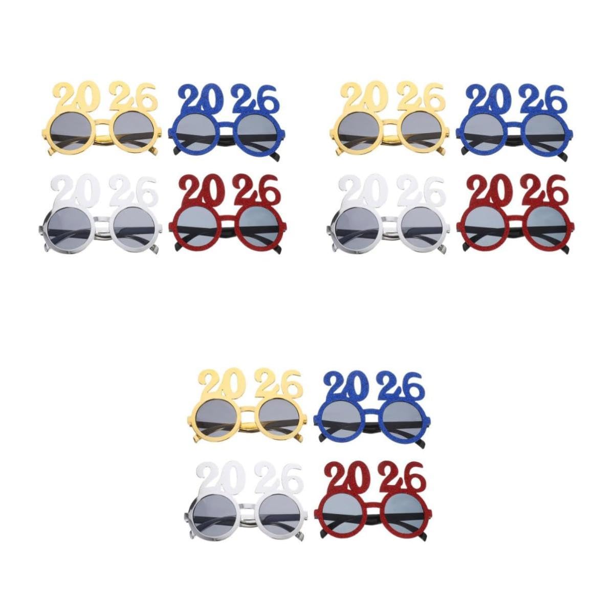 NUOBESTY 12 Piezas Gafas de Fiesta 2026 de Pc, Diseño Retro y Números