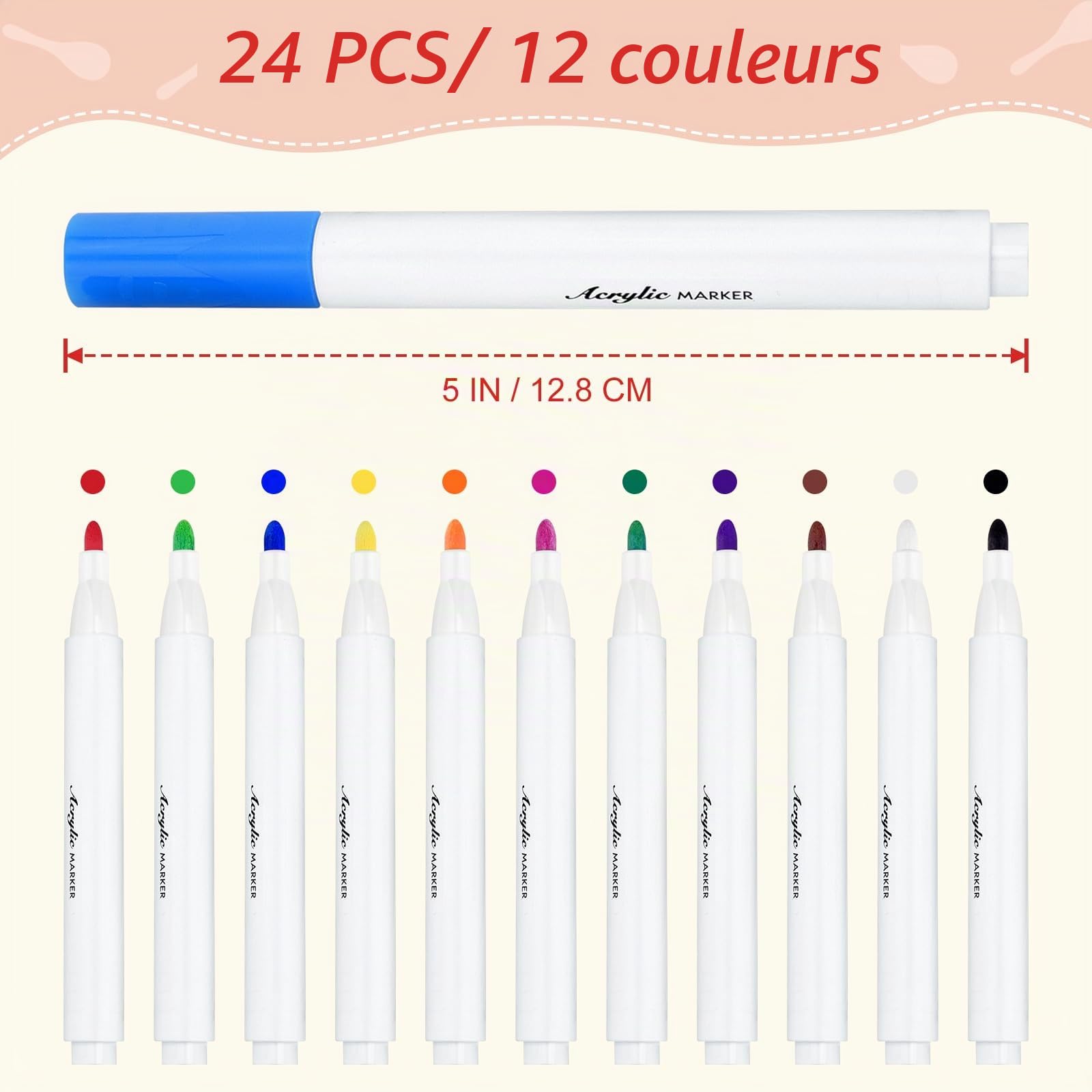 Morcheiong Lot de 24 mini maracas en bois pour enfants avec 24 stylos de peinture acrylique, décorations de fête Cinco de Mayo, MCYQXL-24