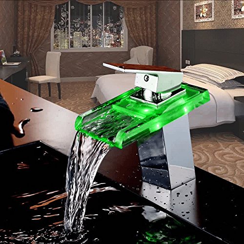 Robinet lavabo cascade LED en laiton pour éviter les éclaboussures de salle de bains