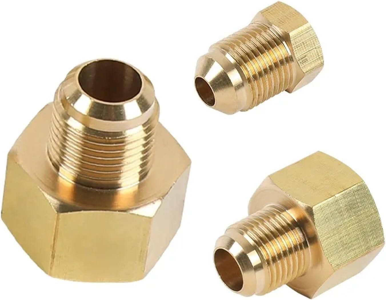 1pc Air Conditioning Copper Tube Female-Male SAE Flare Thread Tube Adapter 1/4 3/8 1/2 5/8 3/4 Reducer Joint Brass Pipe Fitting (Color : with Nut, Size : Female 3l4 Male 1l2)