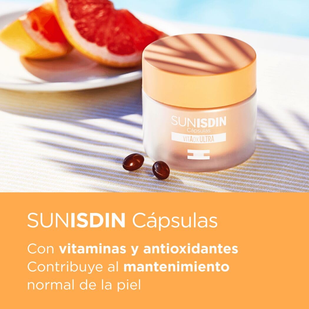 SunISDIN Cápsulas Orales, Vitamina D, Complemento Alimenticio que Contribuye a Preparar la Piel para la Exposición Solar