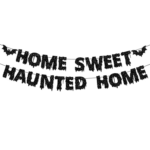 Home Sweet Haunted Home Banner Sign, Halloween Decorations, Spooky Haunted