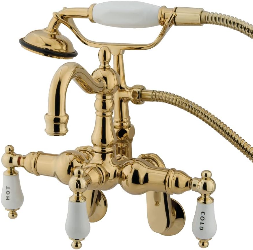 Top Brands Kingston Brass CC1303T2 Vintage Clawfoot Tub Faucet, 3-3/8-Inch to 9-Inch Adjustable Spread, Polished Brass