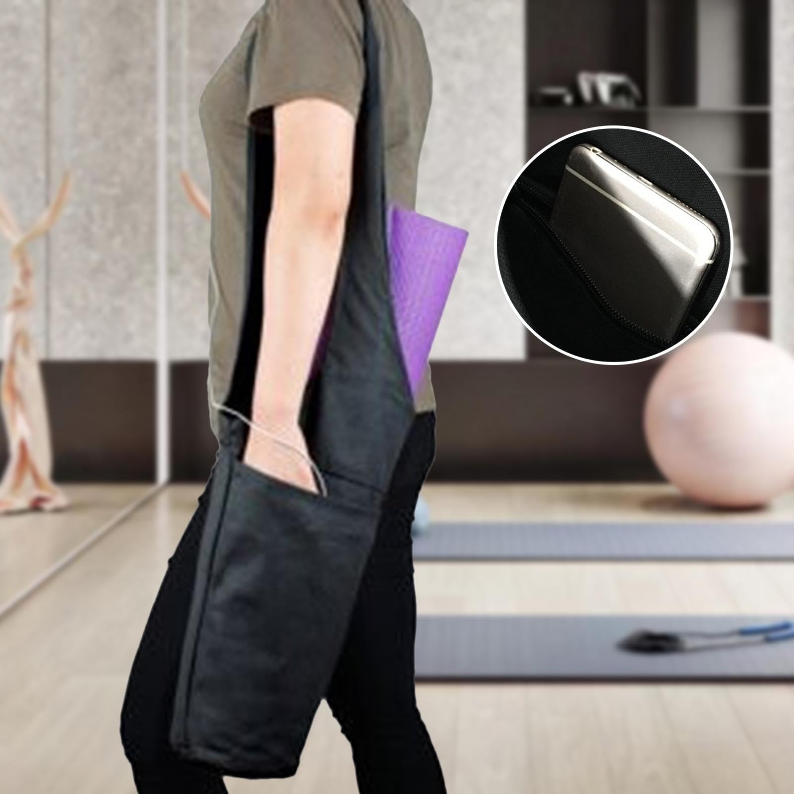 Borsa a tracolla lunga con tasche, borsa da yoga da donna, borsa per tappetino da yoga, contiene più accessori per yoga, una borsa da palestra per pilates