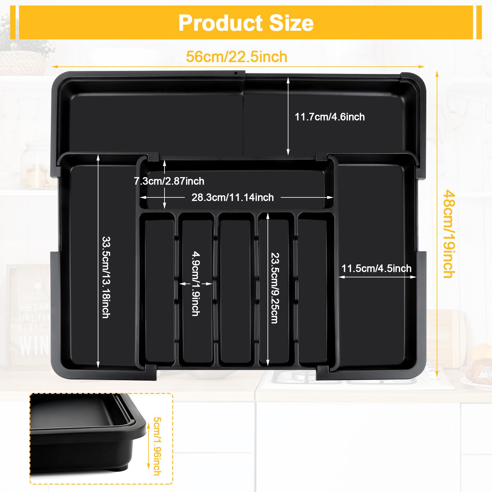 Organizzatore Posate Per Cassetto - Espandibile Con 10 Scomparti, Materiale PP - Foto 8