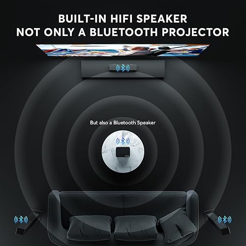 Miniatura 4 de Control remoto de enfoque 2S Proyector PANSEBA 4K Native 1080P Proyector de cine al aire libre, Bluetooth 5.2 Mini proyector portátil para cine en