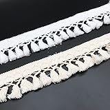  Yulakes Garniture à franges longues de 4,6 m de style bohème pour draperie, rideau, oreiller, tapis, lampe, parapluie, travaux manuels, 6 cm (blanc)