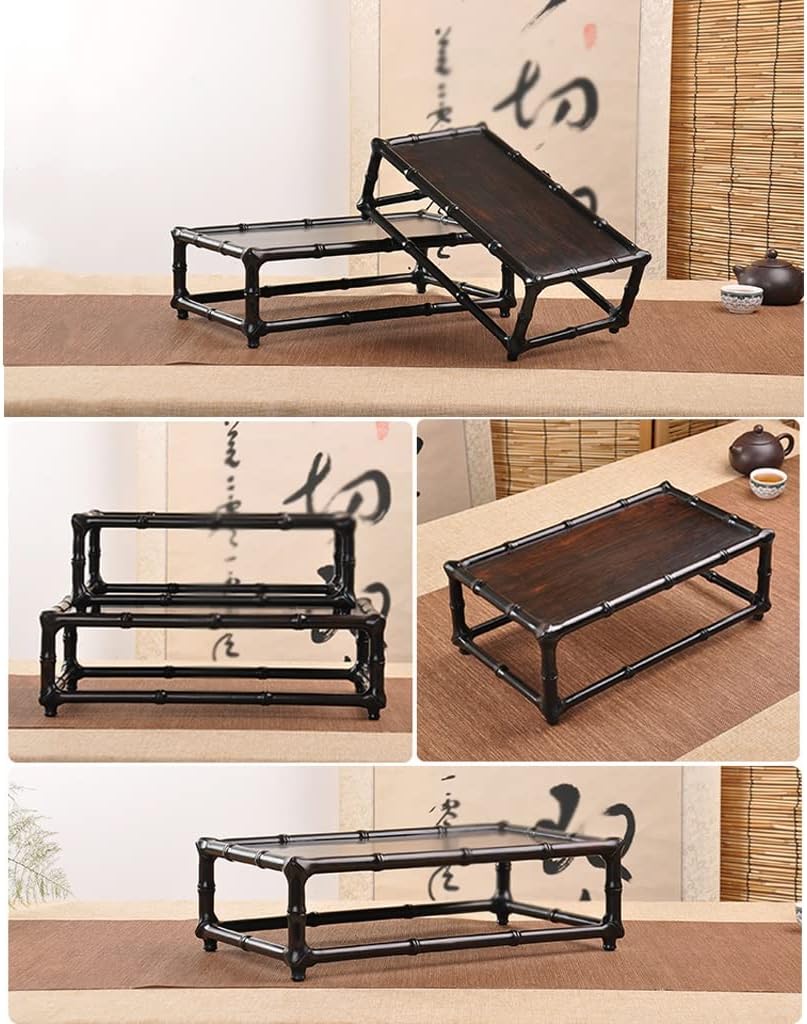 Bonsai Pedestal Vase Pedestal Stands Rectangular Wooden Decorative Base Tea Set Ornament Tray Stone Jade Bonsai Base Vase Buddha Statue Decorative Base Planter Stand Plant Holder (Color : B, Size :