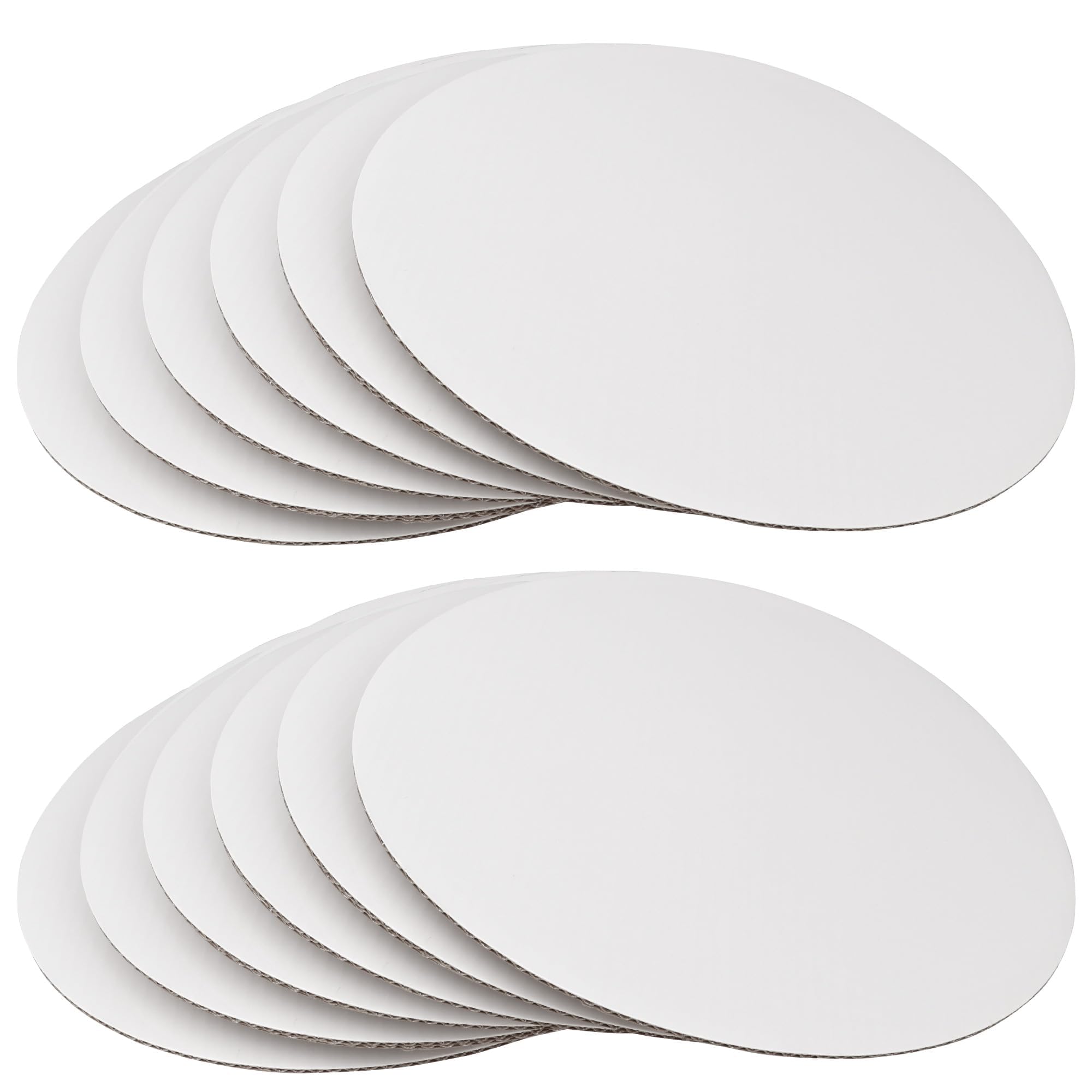 Manjonzic 12 Inch White Round Cake Board - Sturdy Corrugated Cardboard Circle Base for Cakes - Disposable Plates 12-Pack
