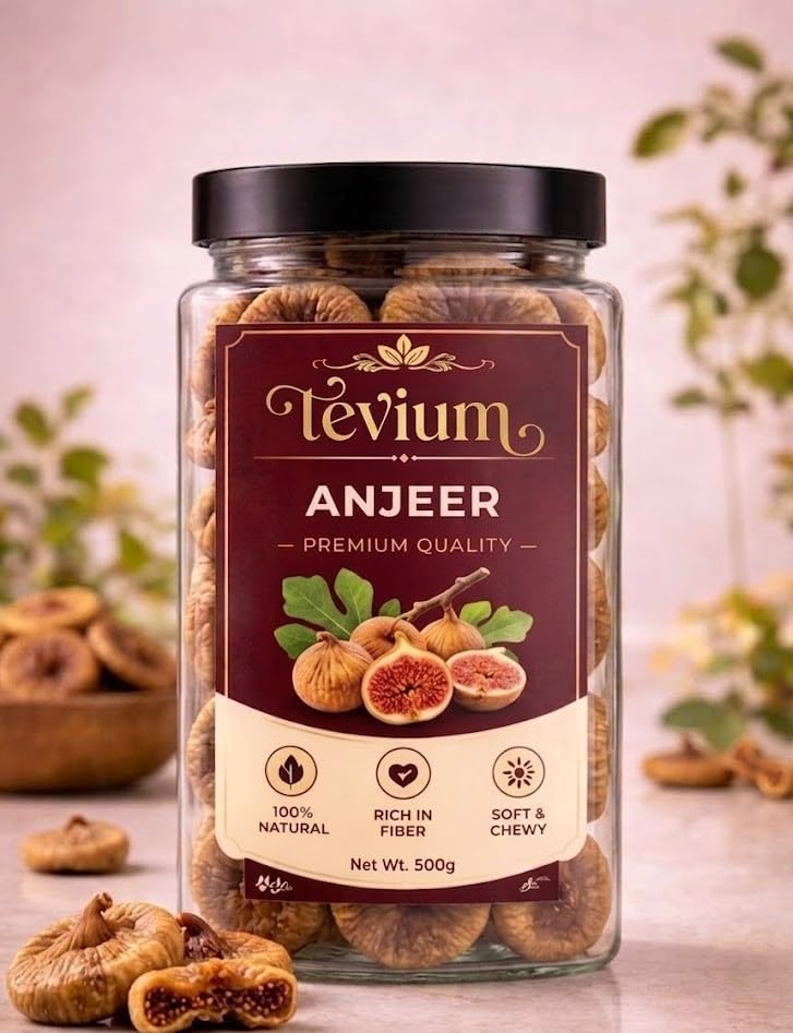 Image of Tevium Afghani Anjeer 1KG Premium Dried Figs | Natural Dry Fruits Rich in Fiber, Calcium & Iron | Soft & Sweet Dry Figs for Eating, Milk, Sweets, Desserts & Healthy Snacking | High Energy Dry Fruit (1kg)
