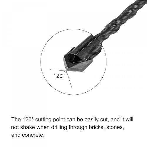 Miniatura 4 de uxcell Broca de albañilería con punta de carburo, herramienta rotativa en espiral, 0.236in de diámetro de corte (negro)