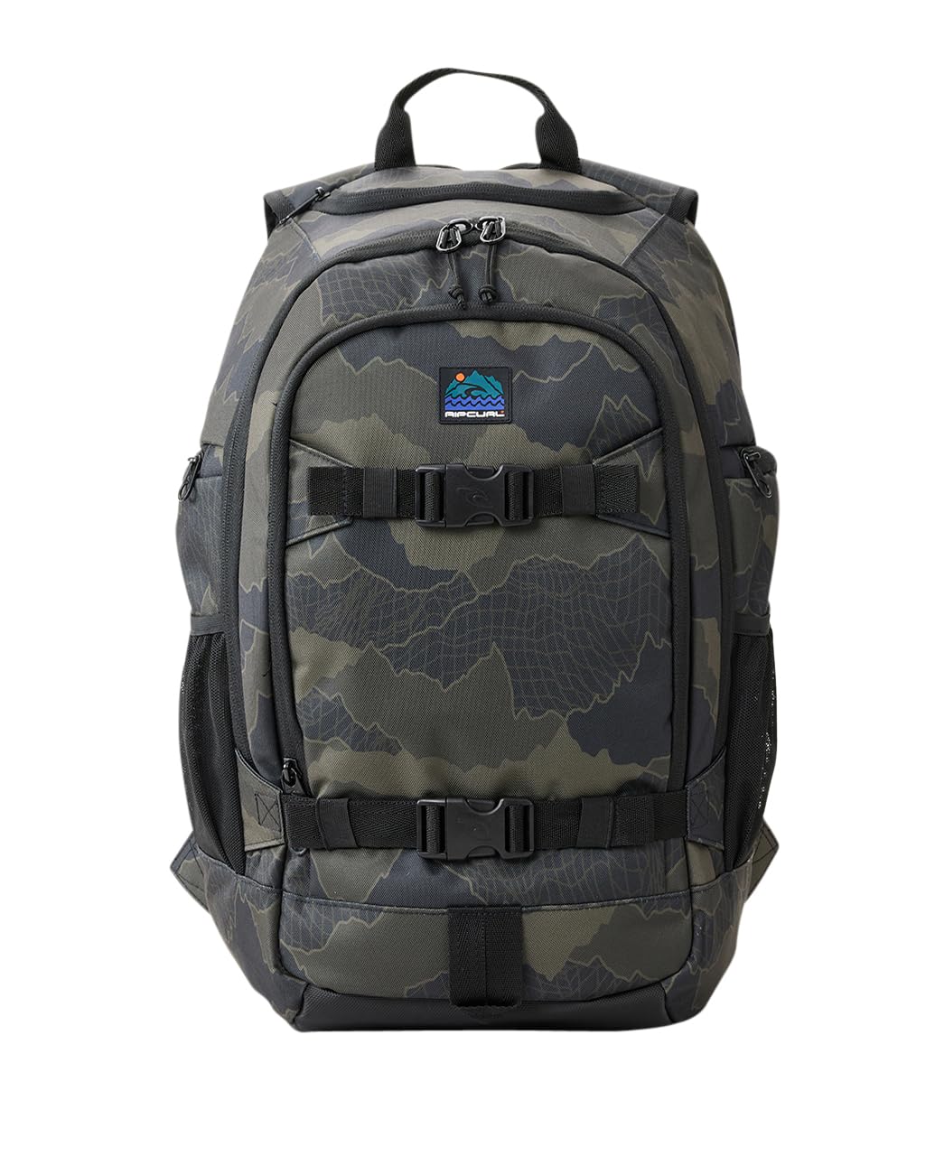 Rip Curl Men's 33L Posee Search Backpack with Laptop Section, Sunglasses and Drink Bottle Pocket, Black/Olive, One Size