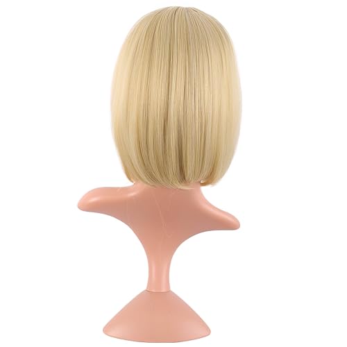 Miniatura 23 de MapofBeauty 12 pulgadas/11.8 in moda señora recta recta sintética flequillo Bob peluca (negro mezclado marrón)