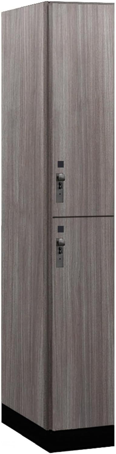 Salsbury Industries 12" Wide Wood Locker - Double Tier - 1 Wide - 6 Feet High - 21" Deep - Skyline Walnut - Hasp