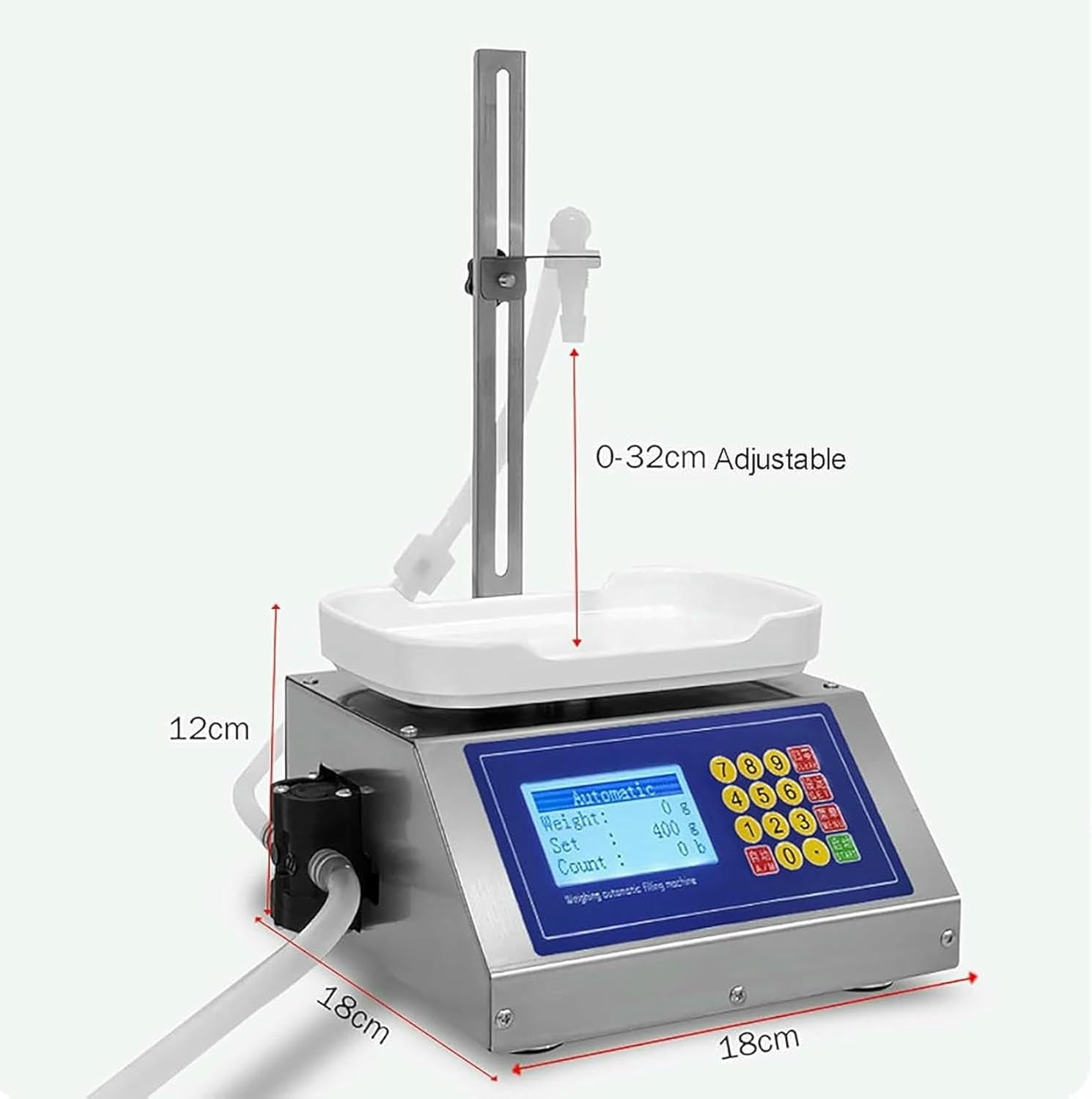 Liquid Filling Machine 8g-3kg 3.2L/MIN, Diaphragm Pump Weighing Filling Machine, for Essential Oil, Milk, Water, Wine, Beverage~/