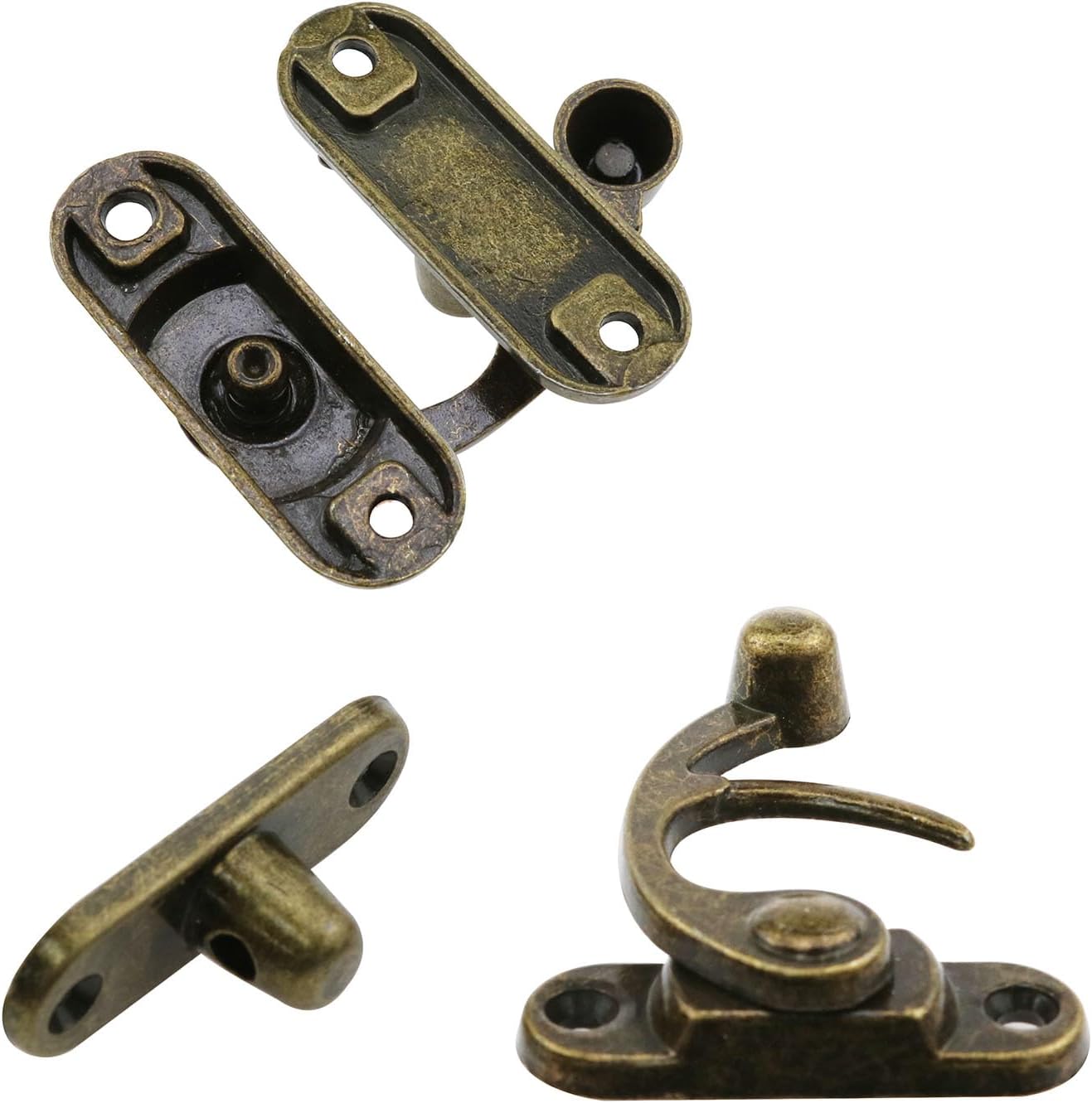 Vintage Swing Arm Lock Left and Right Swing Hook Lock for Luggage/Jewelry Box/Toolbox Adjustable Latch Classical Style 4PCS (1.73 * 1.5inch)