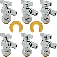 Vista 9 de HQMPC Válvula de parada angular, 1/2 pulgada Ptc x 1/2 pulgada sin compresión de plomo, válvula de agua de cierre de ángulo con clip de desconexión