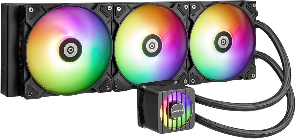 ENERMAX LIQMAXFLO 420mm A-RGB AIO CPU Liquid Cooler - High Performance Pump up to 3000RPM, 38mm Thick Radiator, 60mm VRM Fan, Pressure-Optimized Silent 140mm FDB PWM Fan, Intel LGA1700/AMD AM5 Ready