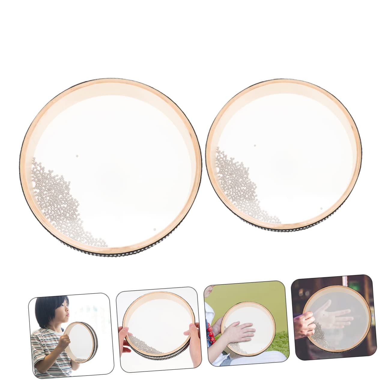 WOONEKY 2pcs Ocean Wave Bead Drum Hand Percussion Instrument for Gentle Sea Sound Music for Early Learning and Parent Interaction