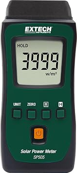 Extech SP505 Pocket Solar Power Meter - Compact Handheld Light Meter for Solar Irradiance, Illuminance, UV, PAR Measurements, Ideal for Solar Panels, Greenhouses, and Field Use
