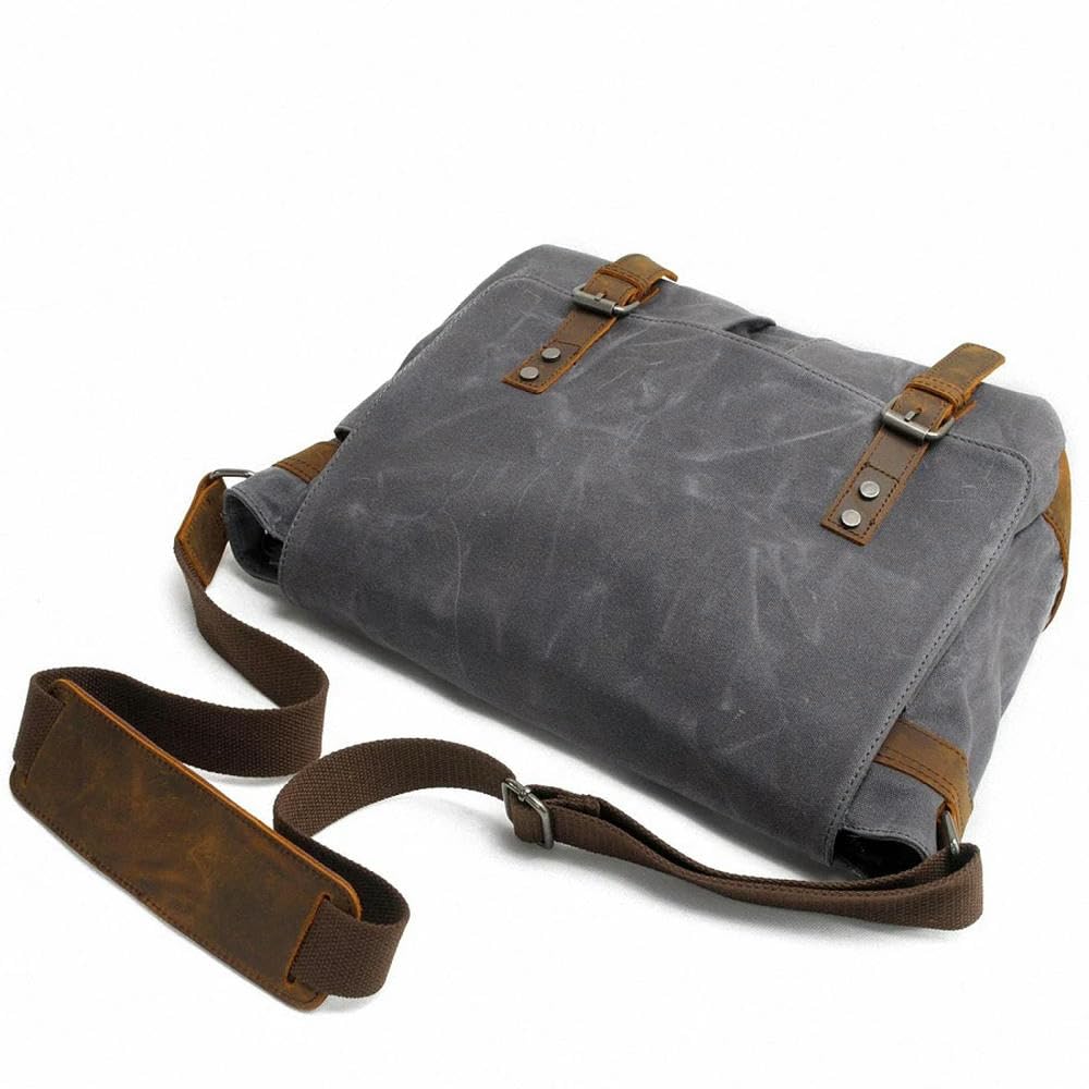 NYSDM Bolso de Hombro de Lona Encerada Gruesa para Hombre, Bandolera de Mensajero, Bandolera Vintage para Hombre, Bandolera Informal para niño