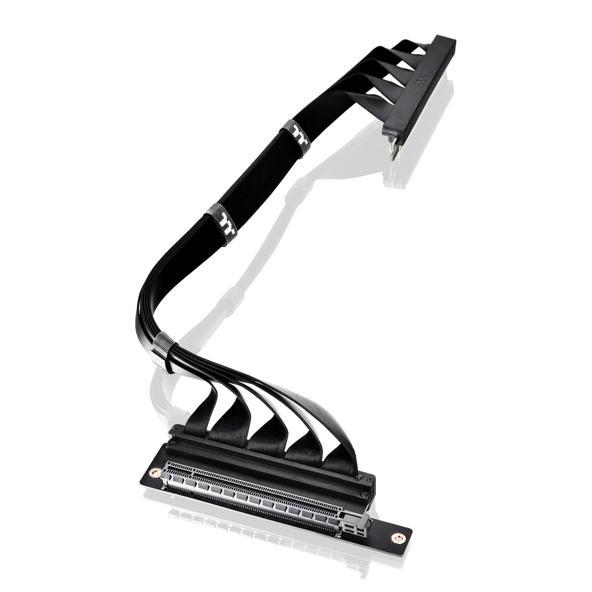 Thermaltake PCIe 4.0 Dual 90°Degree Connectors Riser Cable; 16Gbps High-Speed Transmission; 400mm; EMI Shielding; AC-077-CO1OTN-C1; 3 Year Warranty