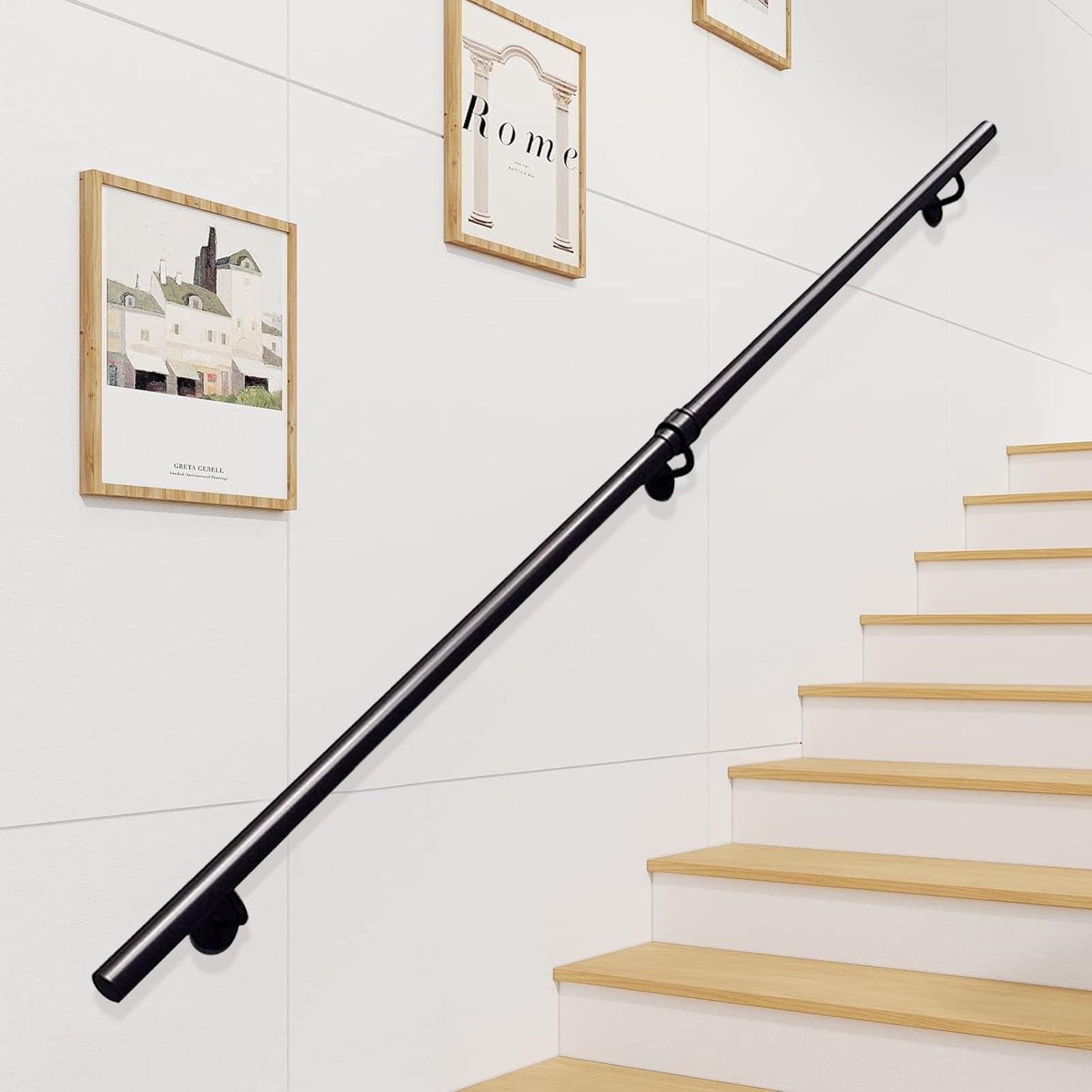 Rampe d'escalier contre les chutes en métal noir galvanisé de 90 cm pour mur intérieur