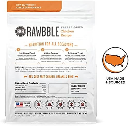 Miniatura 2 de BIXBI Rawbble - Alimento liofilizado para perros, receta de pollo, 26 onzas, 98% de carne y órganos, sin rellenos, comida cruda para perros apta