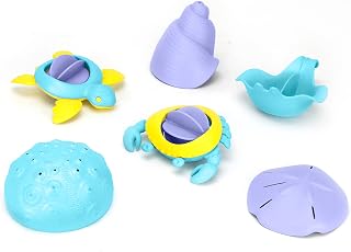 Green Toys Sea Life Set of 6 Bath Toys Made from 100% Recycled Plastic, Top Sand and Water Toys, Baby Bath Toys