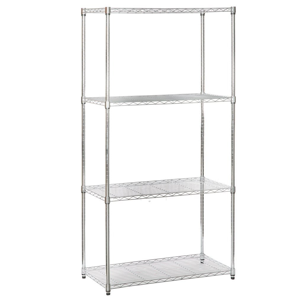 Shopfitting Warehouse Chrome Wire Shelving Unit - 4 Tier, H1800 x W900 x D450 mm