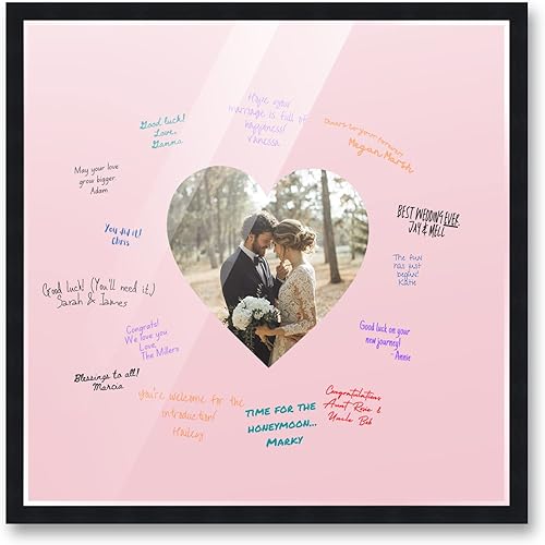 Poster Palooza 16x16 Black Autograph & Signature Picture Frame With Pink Heart Opening Photo Mat for 5x5 Pictures - With Pens, UV Acrylic & Poster Palooza 16x16 Black Autograph & Signature Picture Frame With Pink Heart Opening Photo Mat for 5x5 Pictures - With Pens, UV Acrylic &