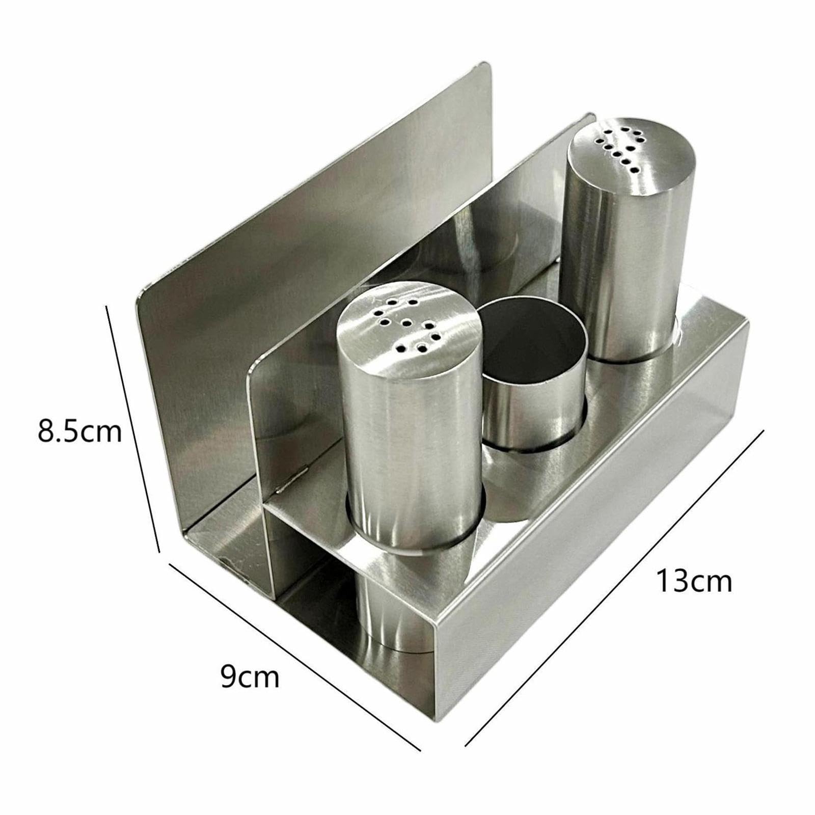 Y Juego de Salero con Servilletero con Base, Utensilios de Cocina, Frascos para Condimentos, Botella de Pimienta para Mesa de Comedor de Cocina, Acero Inoxidable, tal como se describe