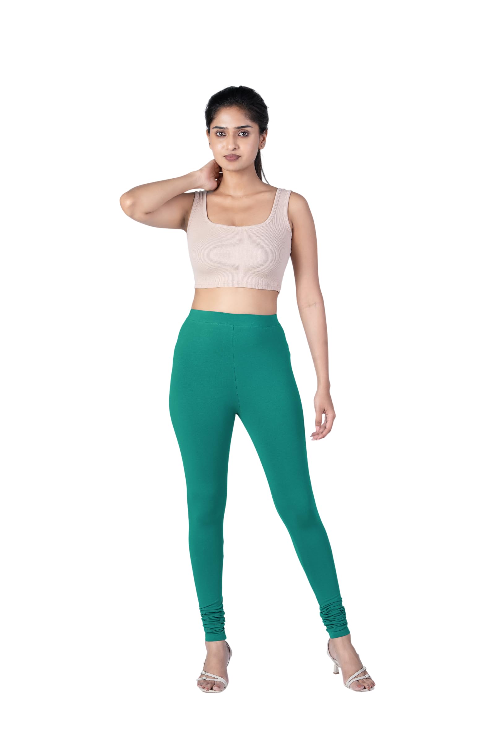 Slimflow Persian Green Churidar Leggings | Premium Cotton Stretch Women Bottom Wear | Traditional Ethnic Churidar for Comfort and Style-image-5