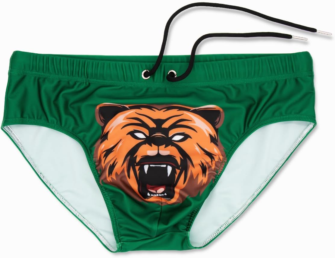 MIZOK Mens Sexy Bikini Swimwear Bear Animal Print Swimsuit Low Rise Gay Swim Briefs - Image 5