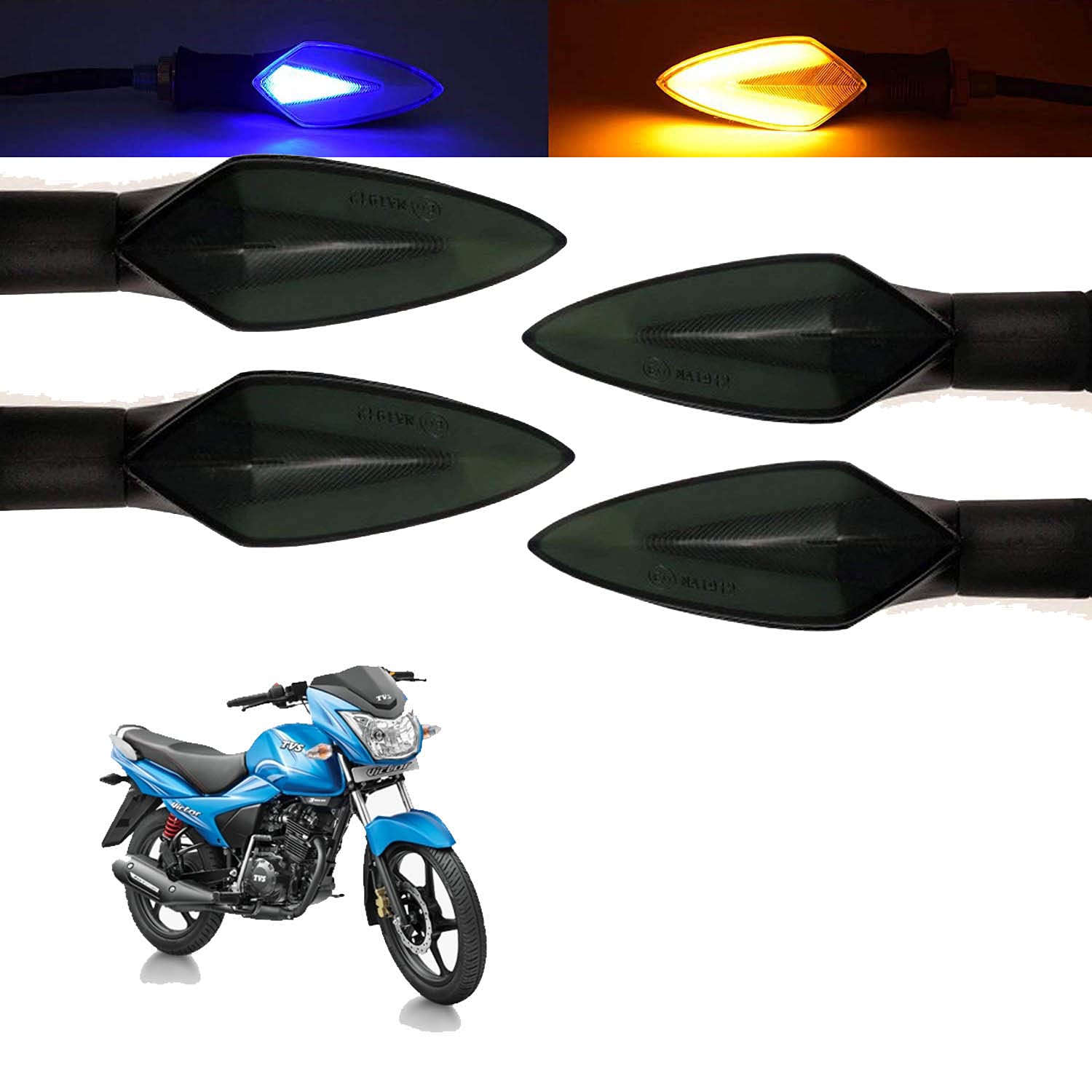 Vagary Dual Color Set of 4 Turning Side Bike Indicator for Tvs Victor new (B098F1FGJZ) Amazon Price History, Amazon Price Tracker