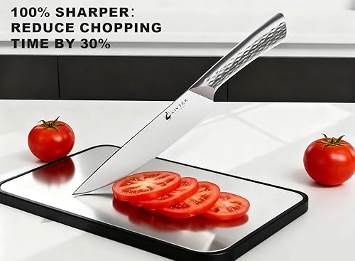 Miniatura 2 de Livtek Juego de cuchillos con bloque, juego de cuchillos de cocina alemán de acero inoxidable de alto carbono con afilador integrado, mango