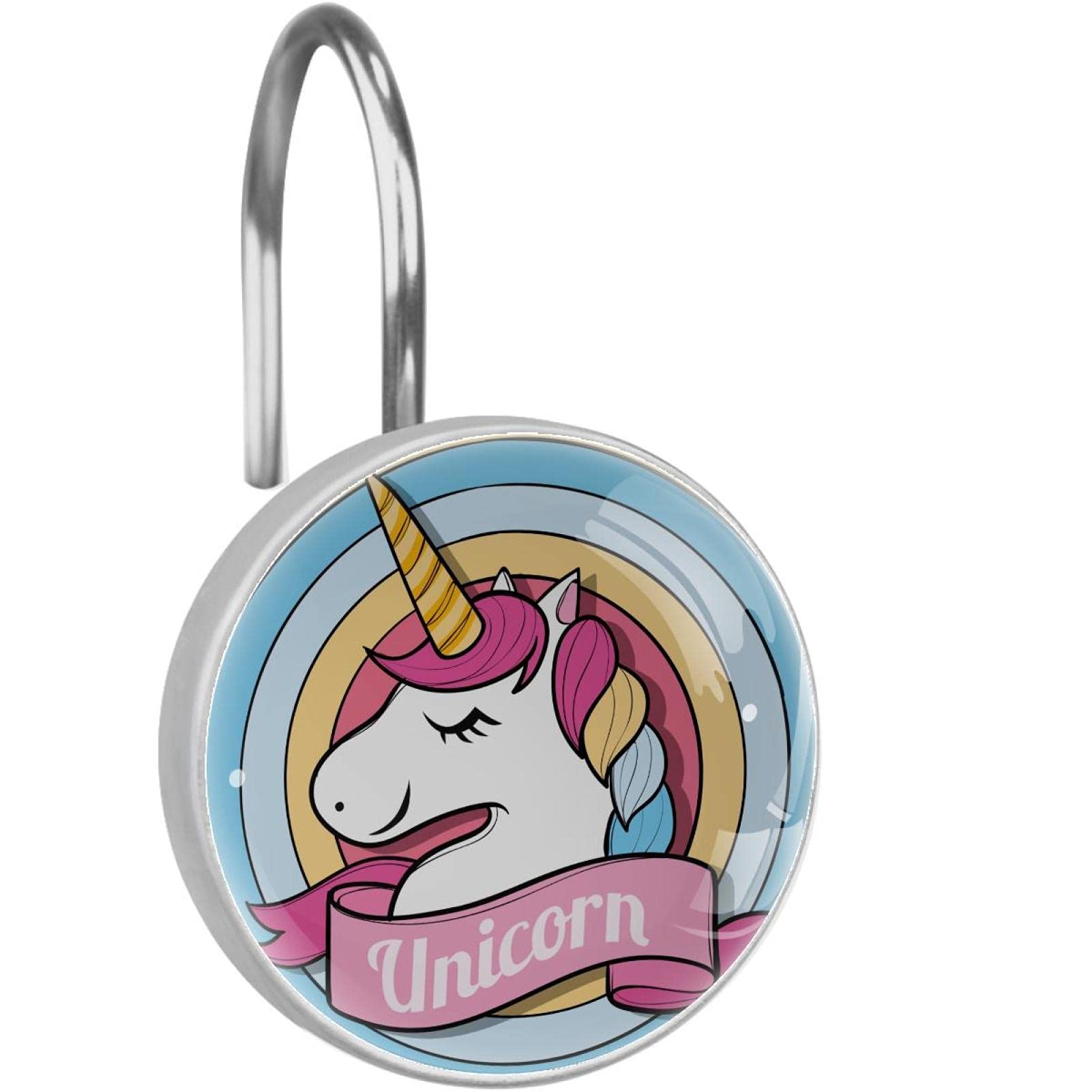 Crochets de rideau de douche licorne en acier inoxydable x12