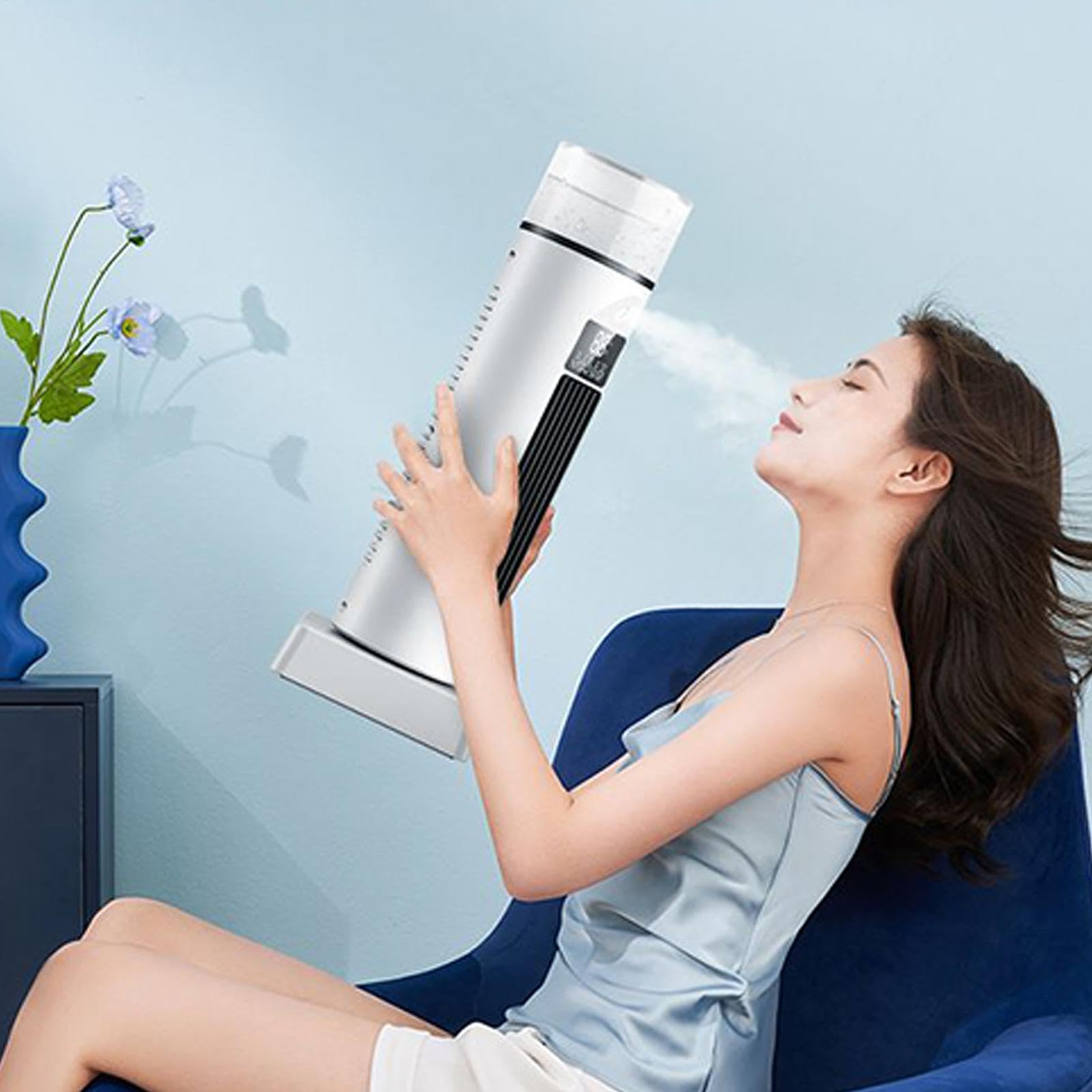 Ventola portatile per aria fredda, ventola di raffreddamento, senza lama | Umidificatore evaporativo a velocità regolabile, gadget portatili con timer e telecomando, per la casa, soggiorno, interni